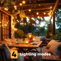 Woolmug Fairy Lights Outdoor Solar, 23M 30+3 LED Solar Fairy Lights Outdoor, 4 módy USB Vodotěsné solární pohádkové světla pro z